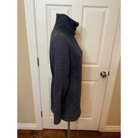 The North Face Long Navy Blue Quilted Sweatshirt Zip-Up Jacket,  Size M - Picture 3 of 6